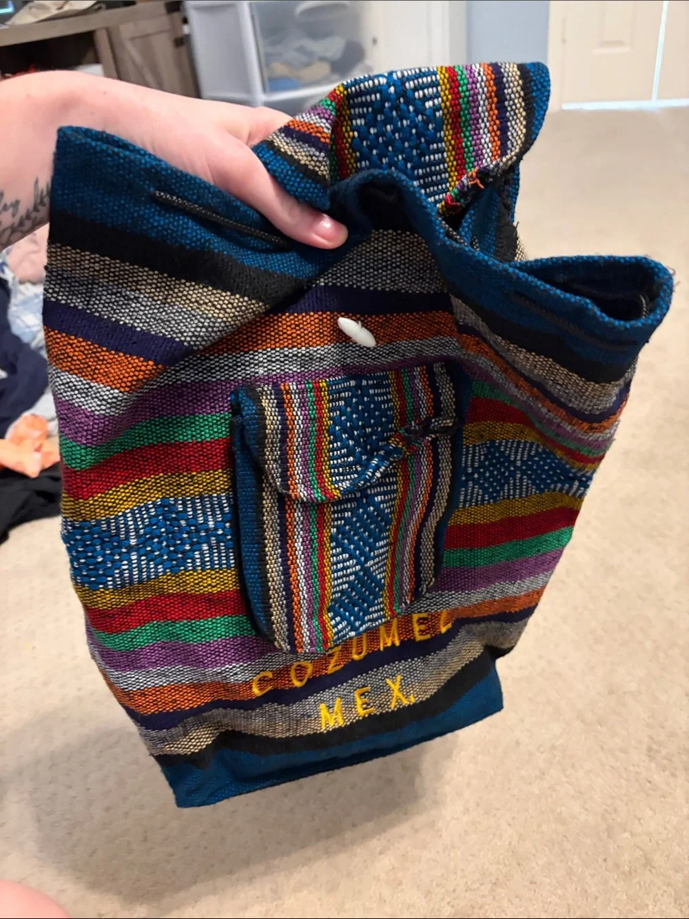 Multicolor Striped backpack with Front Pocket - Cozumel MEX